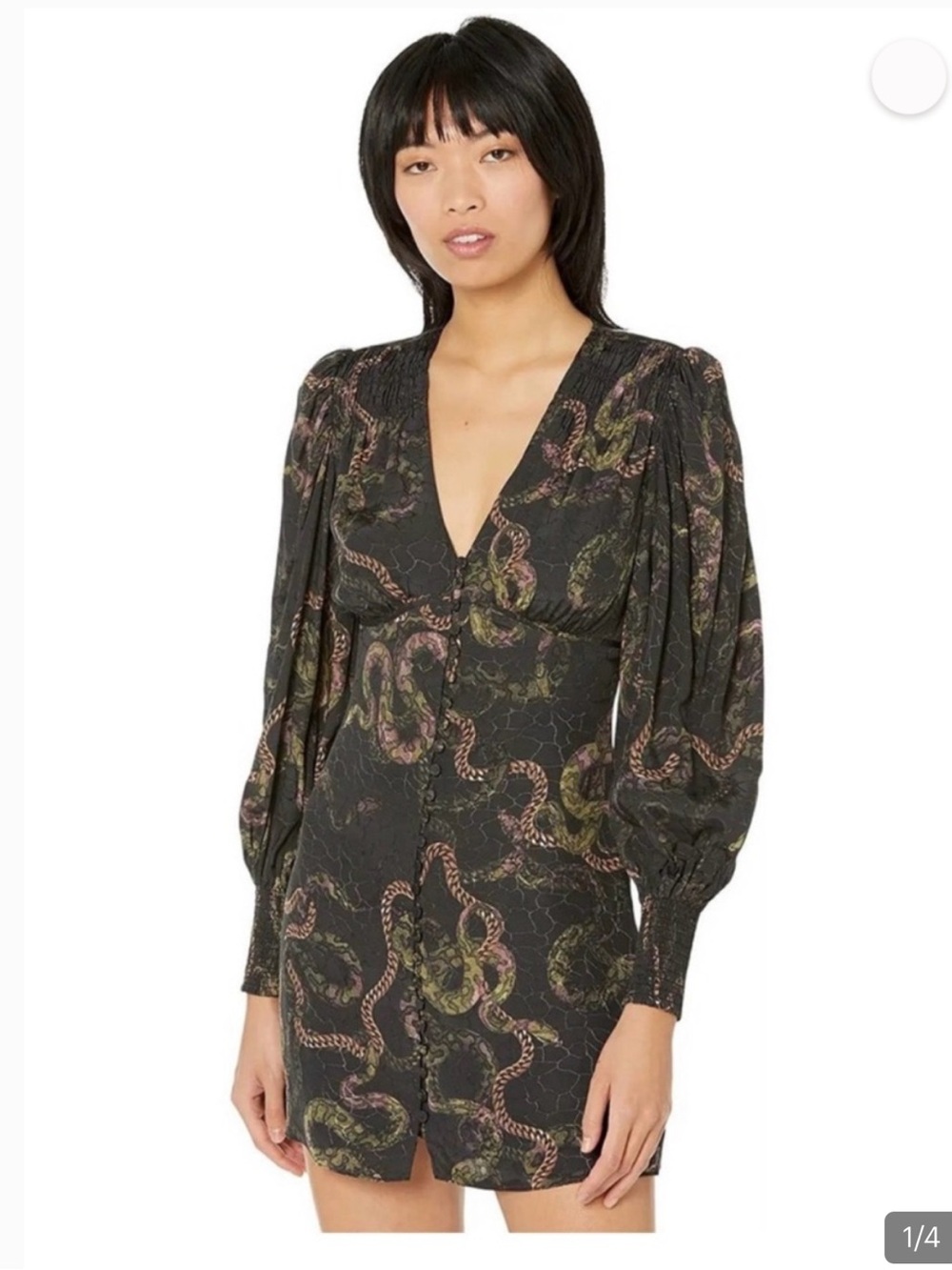 All Saints Auden Tempest Chain Snake Print V-Neck Mini Dress Size 4